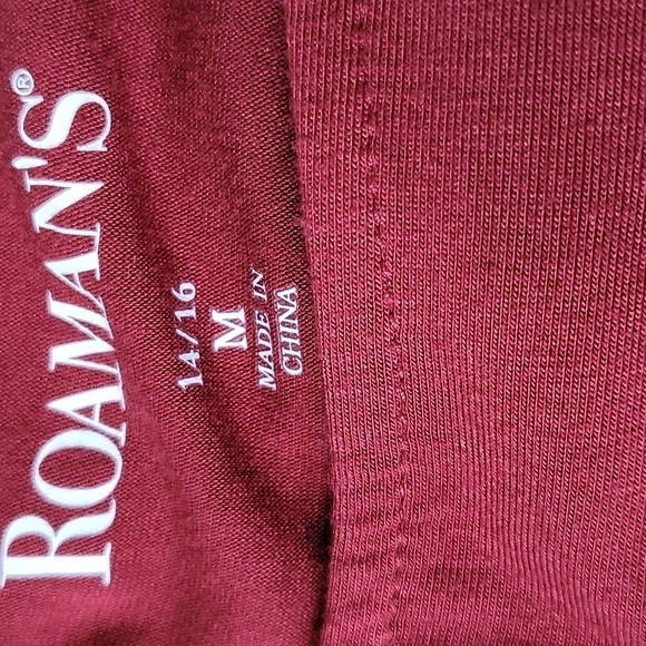 Roaman's asymmetrical dark red dramatic sleeve tunic - Picture 10 of 12